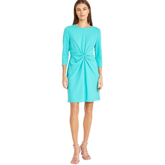 Donna Morgan Women’s Aqua Blue Knot-Front Dress Size 14 NWOT - Picture 5 of 16